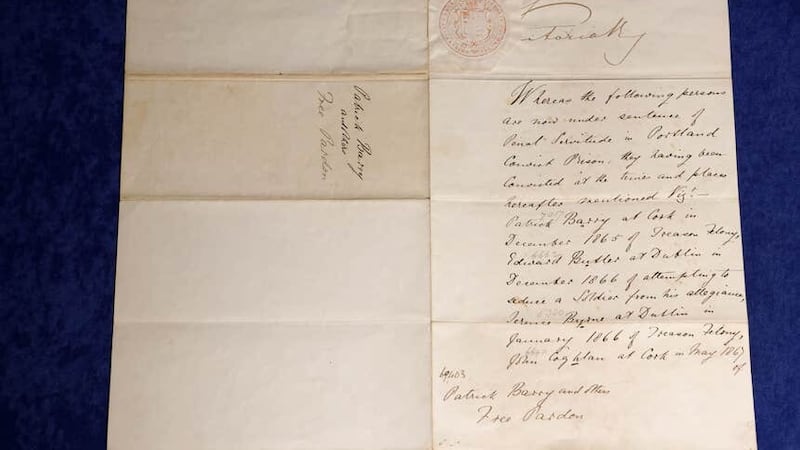 A rare Royal Pardon believed to have been issued by Queen Victoria is set to go under the hammer in Belfast (Bloomfield Auctions/PressEye/PA)