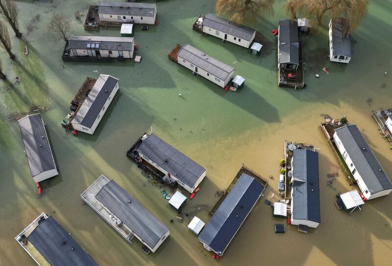 Holiday homes in Northampton surrounded by water after Storm Henk