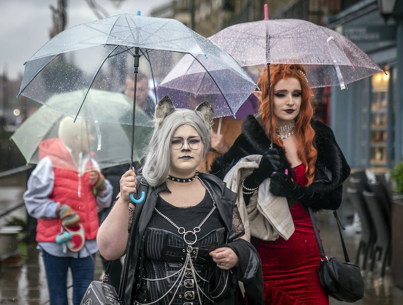 The Whitby Goth Weekend in the North Yorkshire town was hit by the rain (Danny Lawson/PA Wire)
