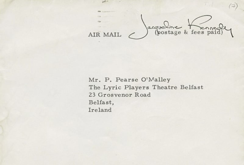 A signed letter from Jacqueline Kennedy to Mary and Pearse O&#39;Malley in 1968. Picture by Hardiman Library, NUI Galway 