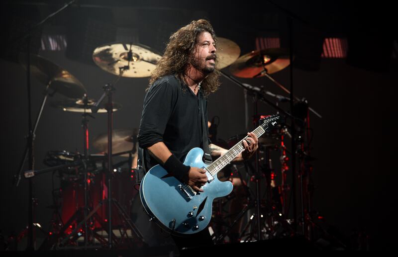 Dave Grohl of Foo Fighters performs on The Pyramid Stage 