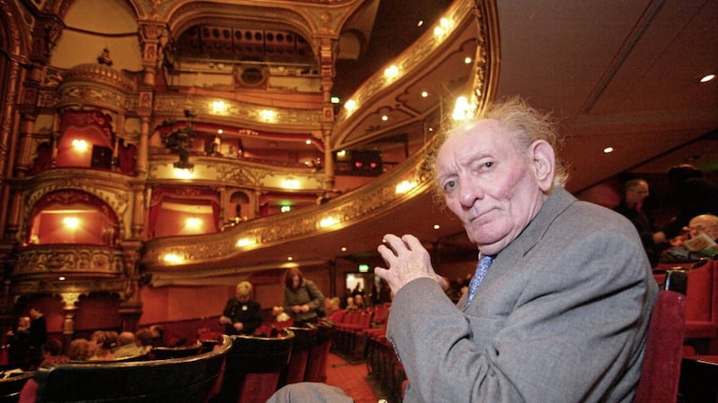 Brian Friel, who died in 2015, in the auditorium at Belfast&#39;s Grand Opera House before the the final performance of his play, The Homeplace. Photo: Brian Morrison/PA Wire 
