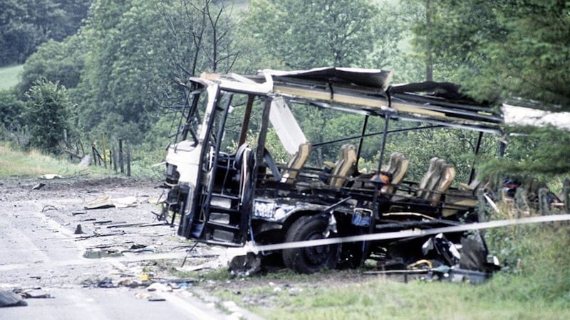Eight soldiers were murdered when the IRA detonated a 200-pound bomb near Ballygawley, Co Tyrone, early on August 20 1988 