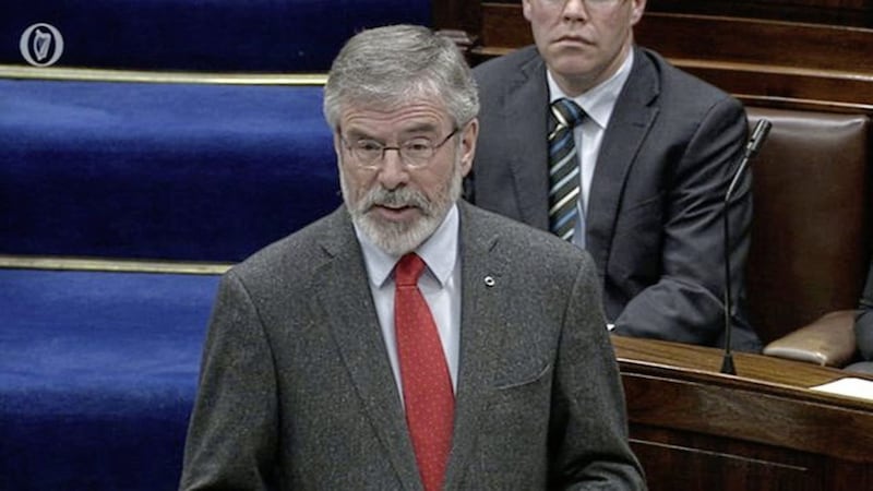 Sinn F&eacute;in leader Gerry Adams made a statement to the D&aacute;il on the murder of Brian Stack