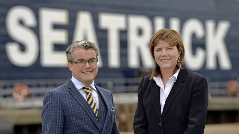 Seatruck Ferries CEO, Alistair Eagles joins Clare Guinness, CEO, Warrenpoint Port to announce a &pound;88 million (&euro;100m) investment to increase capacity on the Warrenpoint to Heysham route 