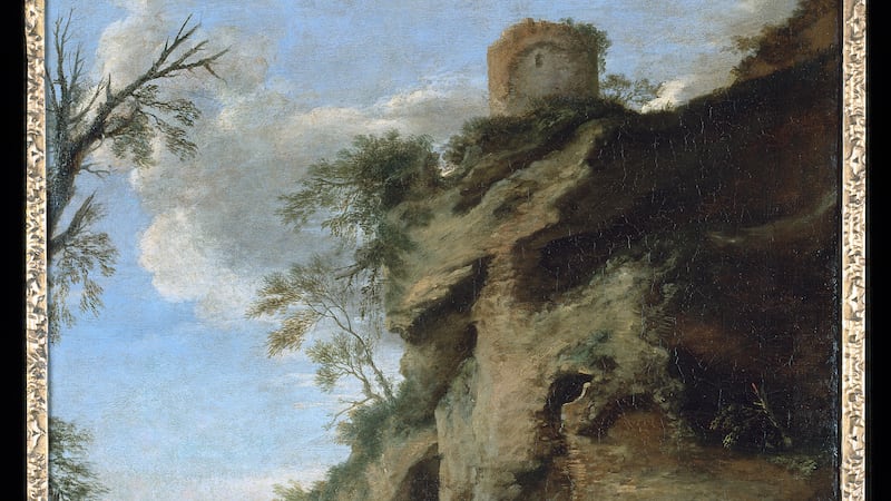 A Rocky Coast, With Soldiers Studying A Plan by Salvator Rosa