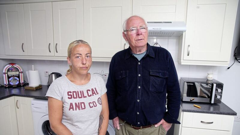 Carrick Hill resident Lynn Atcheson with community worker Frank Dempsey. Picture by Mal McCann. 
