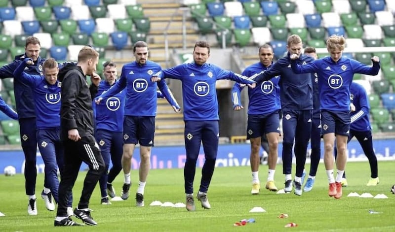 Gary Wallace oversees a session with the Northern Ireland squad at Windsor Park. Picture by Pacemaker 