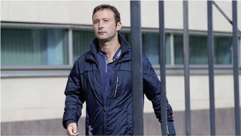 Damien McLaughlin leaves Laganside Court in Belfast after an earlier hearing 