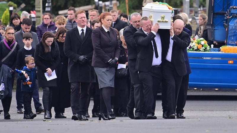 Family and friends of Ronan Wilson during his funeral at St Mary's Church, Dunamore. Picture by Colm Lenaghan/Pacemaker