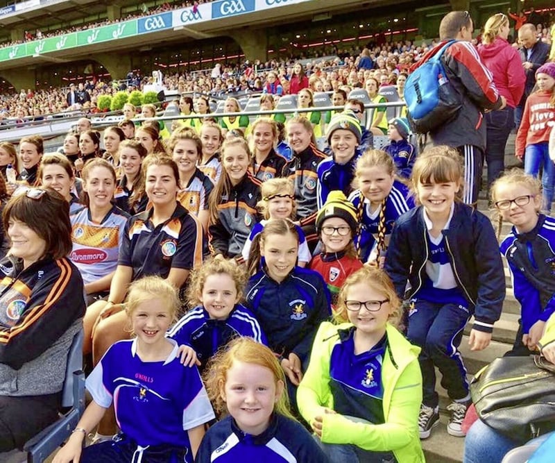 The St John&rsquo;s, Belfast U10 camogs who enjoyed their trip to Croke Park for the All-Ireland camogie finals on September 10 
