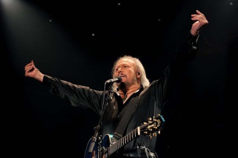 Barry Gibb on stage during the opening night of the UK leg of his first ever solo tour at the LG Arena in Birmingham.