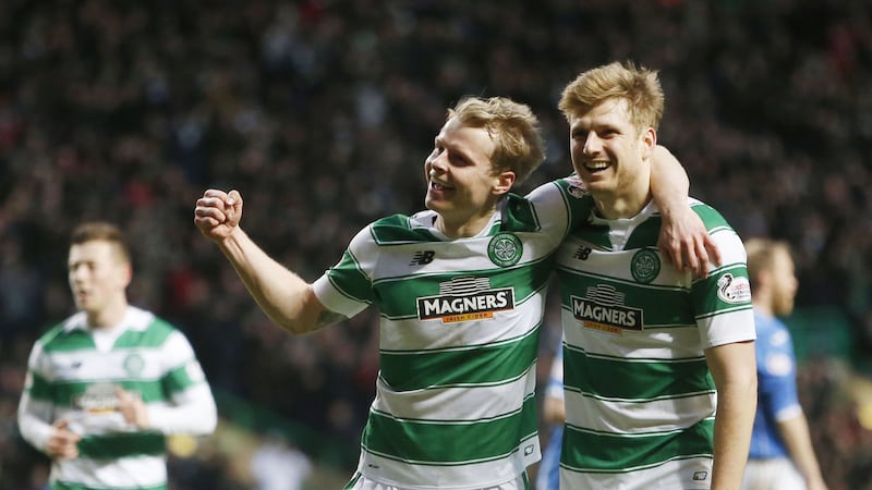 Gary Mackay-Steven (left) hasn't played for Celtic since Brendan Rodgers took charge in the summer &nbsp;