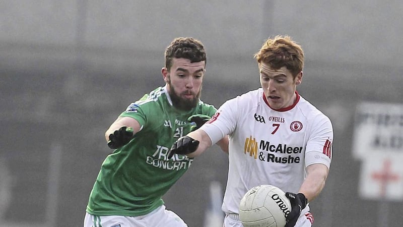 Tyrone&#39;s Peter Harte evades the attention of Cahir McCullagh of Fermanagh during a recent Dr McKenna Cup clash at Clones 