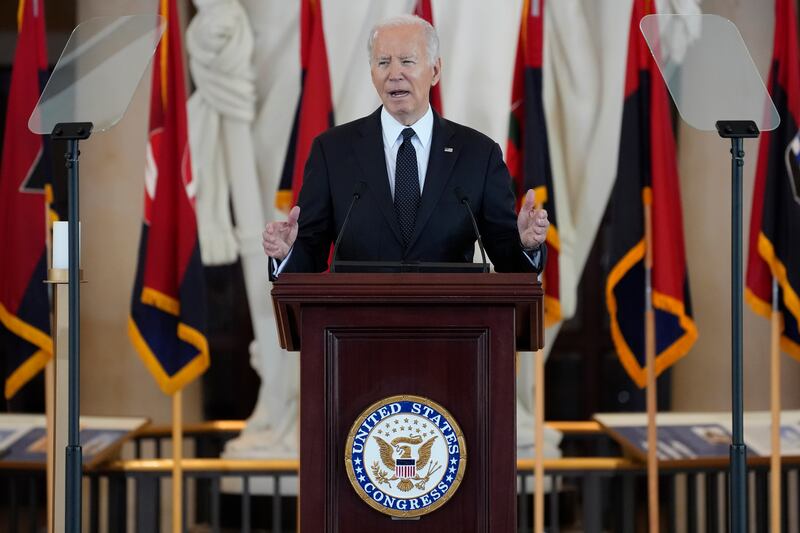 President Joe Biden spoke at the US Holocaust Memorial Museum’s remembrance event (AP Photo/Evan Vucci)