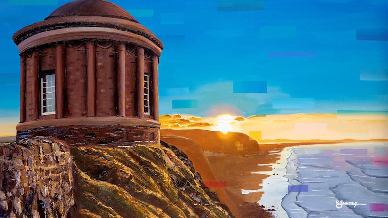 Ruairi Mooney's painting of Mussenden Temple, overlooking Downhill beach