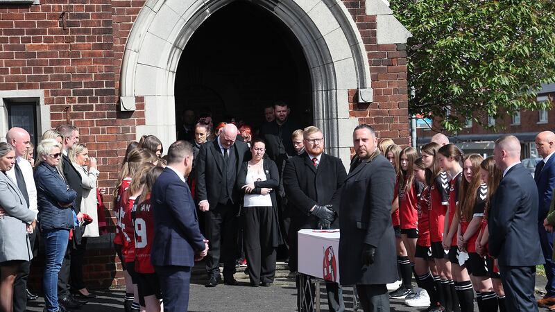 The service of Thanksgiving for the life of Kaylee Black get on the way from Seaview Presbyterian Church in North Belfast. Picture by Hugh Russell