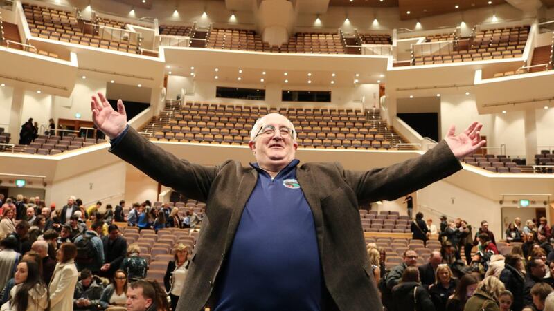 Glasdrumman are mourning Tony Bannon, pictured at the Waterfront Hall celebrating the 2017 All-Ireland Scor triumph of clubmate Niamh McDowell.&nbsp;