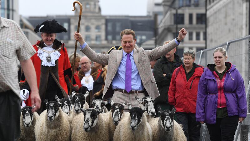 The former Tory MP was joined by more than 600 fellow freeman in the Great Sheep Drive.