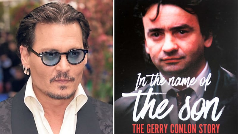 Johnny Depp and the front cover of Richard O'Rawe's book about Gerry Conlon&nbsp;