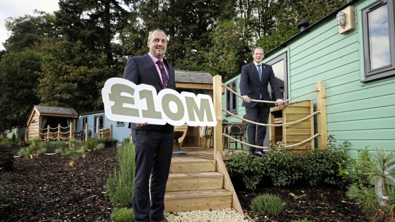 Galgorm Collection managing director Colin Johnston and Economy Minister Gordon Lyons welcome the &pound;10 million investment at the Galgorm resort and spa. Picture: Kelvin Boyes/Press Eye 