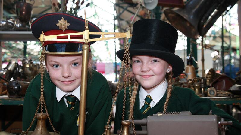 Zoe McMullan and Leah McDermott of St Malachy&#39;s PS in the Markets at the launch of Maths Week. Picture by Bill Smyth 
