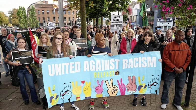 A United Against Racism rally was held in Belfast&#39;s Shaftesbury Square this week in protest against a series of racist epidodes in the city. PICTURE: MAL MCCANN 