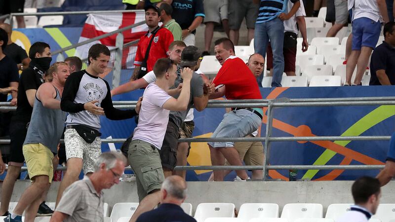 Fans of England and Russia clashed at Saturday night's Euro 2016 game between the countries at the Stade Velodrome <br />Picture by AP&nbsp;