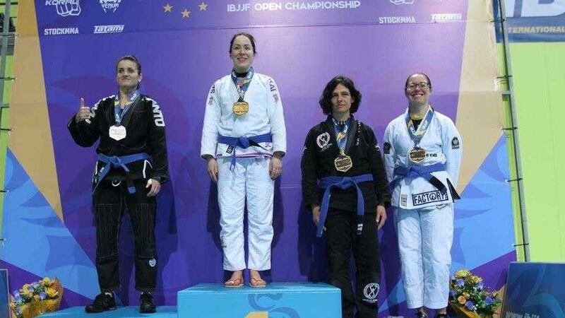 Mullaghbawn's Una Quinn top of the podium after winning the IBJJF European Champion in Brazilian Jiu Jitsu