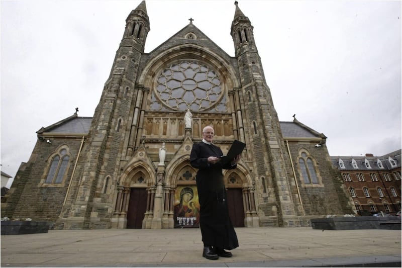 Fr Peter Burns, pictured outside Clonard, which has been closed for the past number of weeks due to the Covid-19 pandemic. Picture by Hugh Russell