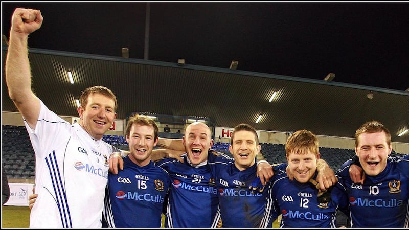 St Gall's beat Pearse Og, who were the first Armagh representative in the competition other than Crossmaglen for 14 years, en route to being crowned All-Ireland champions on St Patrick's Day 2010. Pictured above are some of their players&nbsp;celebrating their win over Corofin in the All-Ireland Club SFC semi-final.&nbsp;