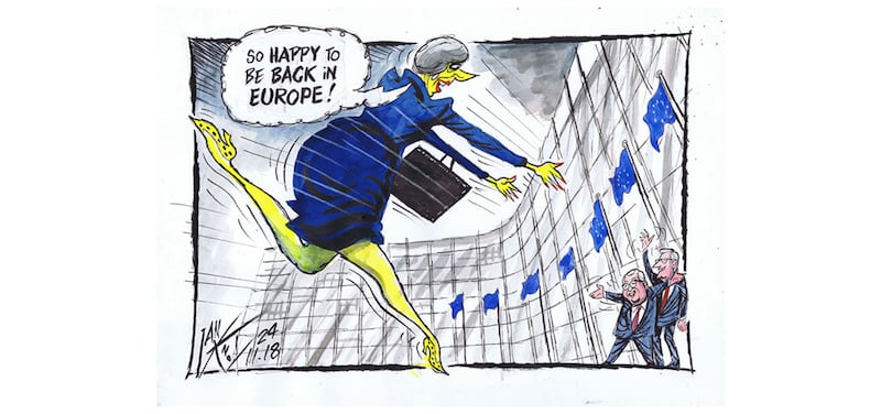 Ian Knox cartoon 26/11/18: Theresa May's EU summit promises to be pleasant compared with what awaits her on her return&nbsp;