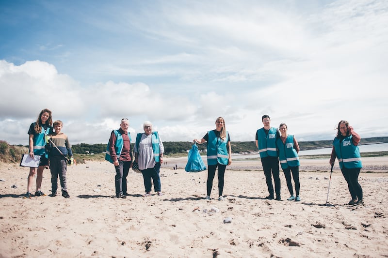 The Marine Conservation Society of volunteers taking part in their annual beach clean on Port Eynon Beach