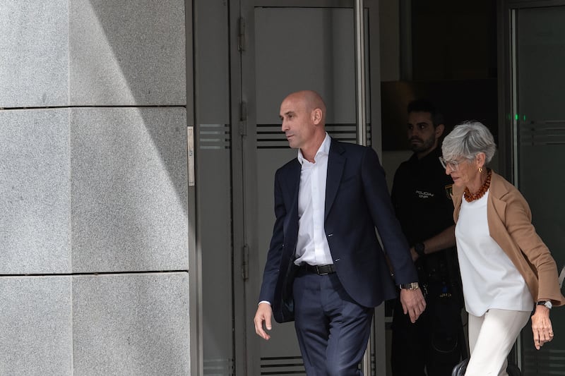Rubiales appeared in court after kissing the Spanish women’s team captain without her consent (AP)