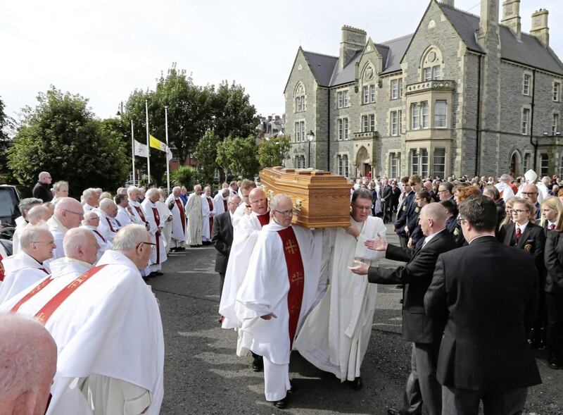 The funeral of retired bishop of Derry Dr Seamus Hegarty at St Eugene&#39;s Cathedral in Derry on Monday. Picture Margaret McLaughlin 23-9-2019 