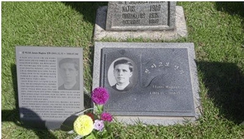 Fr James Maginn&#39;s grave in Chuncheon, Korea, where he is still fondly remembered 