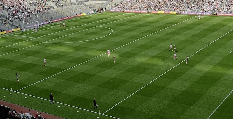 An image showing the acres of space that the Tyrone full-back line had to cope with when Mayo were attacking. Picture: Cahair O&#39;Kane 