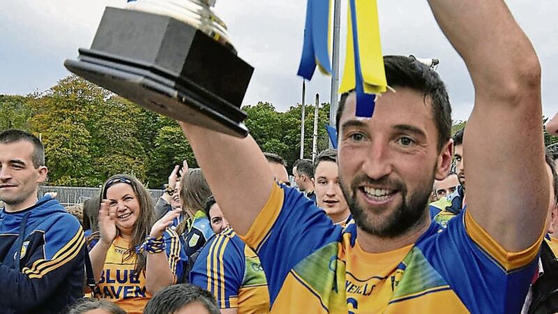 Kilcar veteran Michael Hegarty finally got his hands on the Dr Maguire Cup after making his senior club debut in 1996. 
