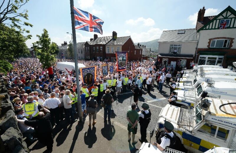 Orangemen and supporters protesting in north Belfast in 2013 over a Twelfth parade ban at Ardoyne. Picture by Charles McQuillan