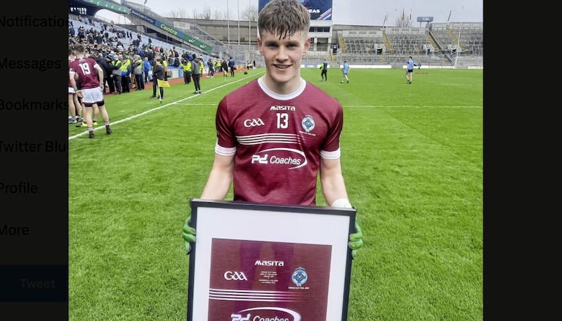 Man of the match Ruair&iacute; McCullagh. Picture from Twitter  