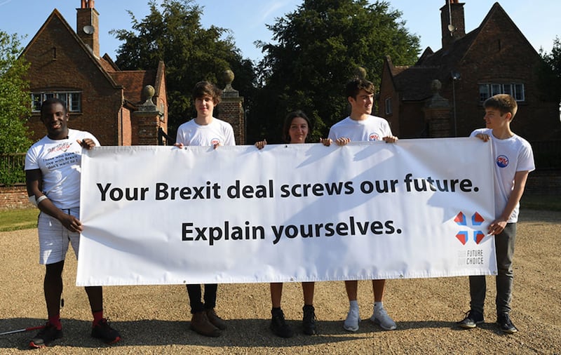 Anti-Brexit activists from Our Future Our Choice outside Chequers&nbsp;