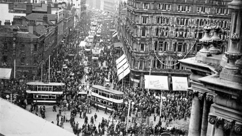 Students' Day 1935 taken from the roof of the City Hall in Belfast