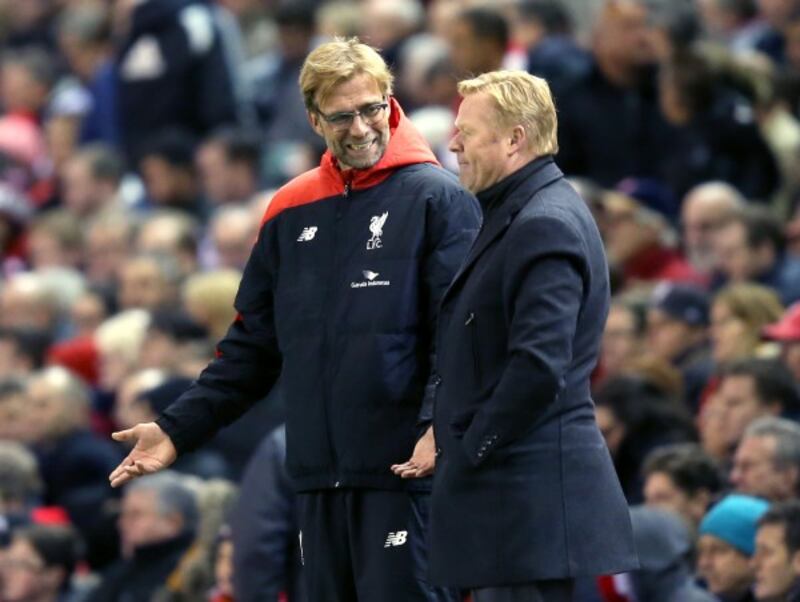 Liverpool manager Jurgen Klopp and Southampton manager Ronald Koeman