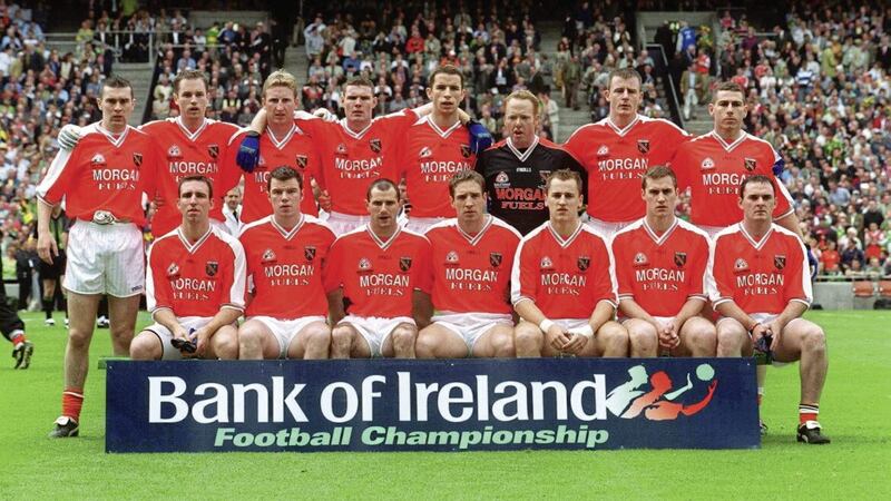 22 September 2002; The Armagh team prior to the GAA Football All-Ireland Senior Championship Final match between Armagh and Kerry at Croke Park in Dublin. Photo by Ray McManus/Sportsfile 