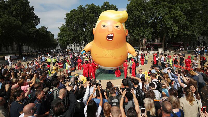 A 'Baby Trump' balloon is inflated in London's Parliament Square, as part of the protests against the visit of US President Donald Trump to the UK&nbsp;