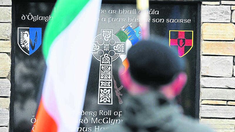 INVESTIGATION: The memorial was unveiled during a controversial republican parade in Castlederg, Co Tyrone 