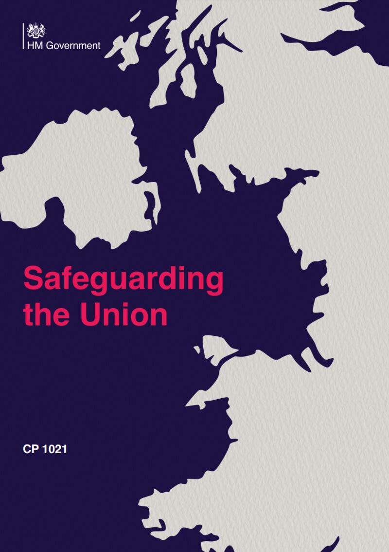 Cover of Safeguarding the Union command paper showing map of Britain and Northern Ireland
