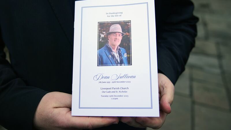 An order of service for the funeral for former Brookside actor Dean Sullivan
