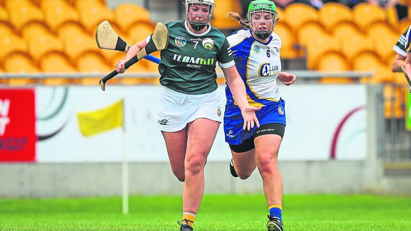 Antrim’s Sinead Cosgrove (left) and Clare’s Kate O’Gorman are likely to cross paths again in Saturday's Division 3B final	            Picture by INPHO