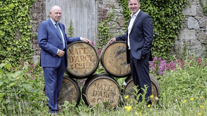 Michael McKeown, owner and investor of Matthew D&rsquo;Arcy &amp; Company with Andrew Cowan, chief executive, Matt D&rsquo;Arcy &amp; Company, pictured after plans for the new &pound;7.3 million whiskey distillery in Newry were approved by the local council 